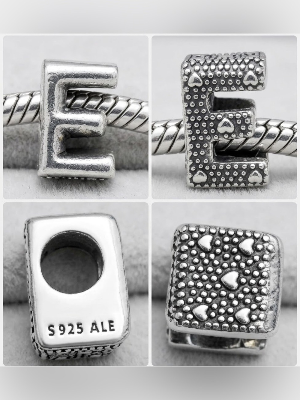 Authentic Pandora Retired Letter E Charm Sterling Silver 925 ALE Heart Initial